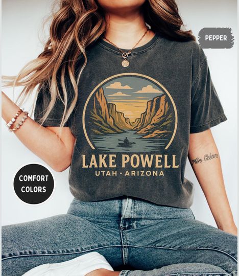 Discover Vintage Lake Powell Comfort Colors T-shirt, Unisex Tee, Men's Women's trip Shirt, Retro Graphic Tee, Summer Lake Apparel, Arizonna, Utah gift