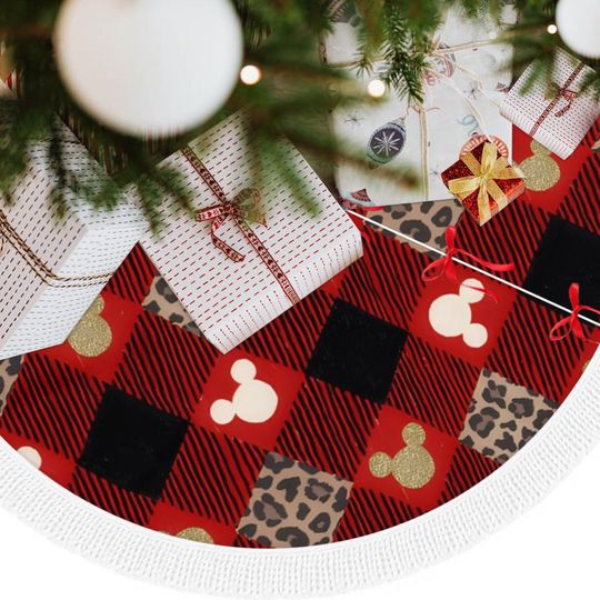 Mickey Tree Skirt - Buffalo Fabric Christmas tree decor - Perfect for Disney Fans!