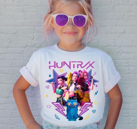 Discover Huntrix Shirt, Demon Hunters Shirt, Huntrix Girls Shirt, K-pop Demon Hunters Kids Tee,Mira Rumi Joey Shirt,Huntrix Shirt