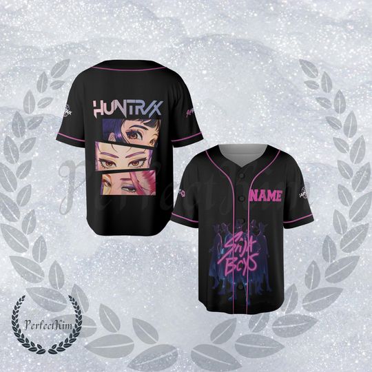 Discover HUNTRX Baseball Jersey, Kpop Demon Hunter Baseball Shirt, Kid Baseball Jersey, Jinu Shirt, Kpop Huntrix Merch, Saja Mira, Saja boys Shirt