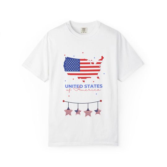Discover Comfort Colors - USA Flag Map T-Shirt - Patriotic American Graphic Tee