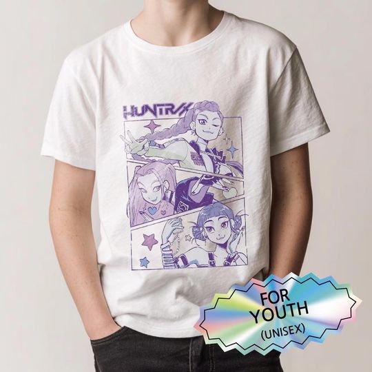 Discover Youth Kpop Demon Hunters shirt - Youth Unisex Tee, Huntrix tee , Kpop idol group shirt, Mira, Rumi, Joy shirt, Huntrix fan, kpop fan