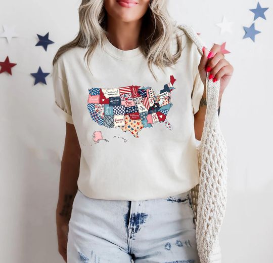 Discover Comfort Colors Retro America USA Map Shirt, God say you are Tee, Bible Verse 4th July, USA Flag, American Girl Tee, American Flag 1776 Tee