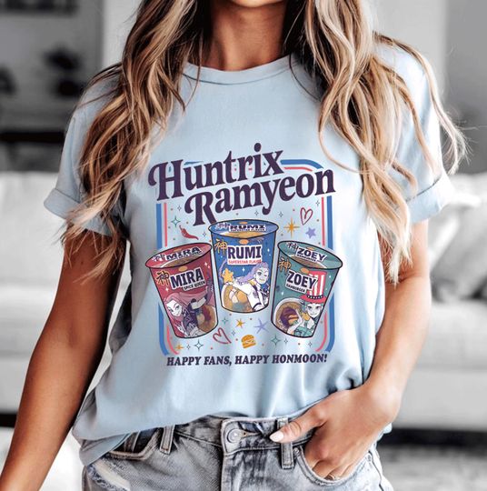 Discover Kpop Demon Hunters Shirt, Huntrix Girl Band Shirt, Kpop Idol Group Shirt, Mira Tee, Rumi Joey Shirt, Demon Hunter Merch, Huntrix Fan Gift