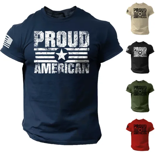Discover Proud American USA Flag Distressed Men’s T-Shirt