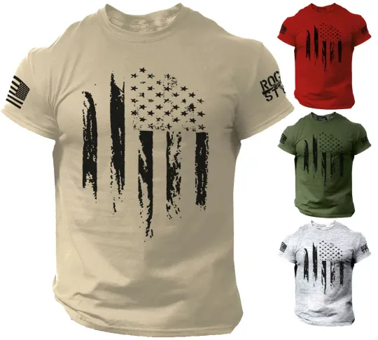 USA Distressed Flag 3D T-Shirt American Patriotic Tee