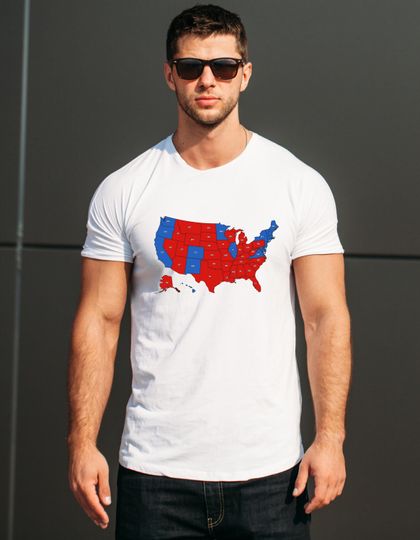 Discover 2024 Electoral Map T-Shirt - Political Graphic Tee, USA Election Gift, Premium Cotton Patriotic Shirt