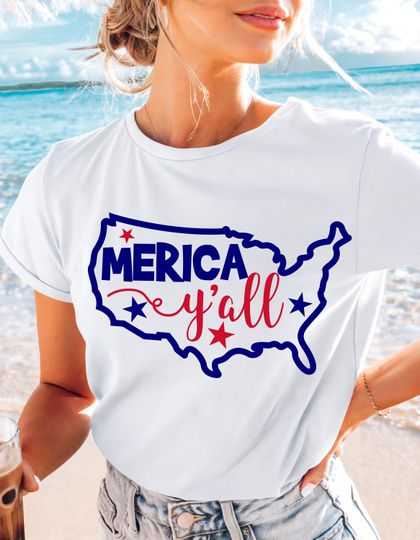 USA Map 'Merica Y'all' 4th of July T-Shirt