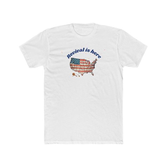 Discover Patriotic Crew Tee - Revival is here, USA Map Shirt, Unisex Graphic Tee, Casual Wear, Gift for Him/Her, 4th of July Tee
