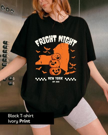 Discover Custom US Map Shirt, Halloween New York Shirt, Fright Night NY Tee, Pumpkin Shirt, New York Shirt Gifts for Halloween