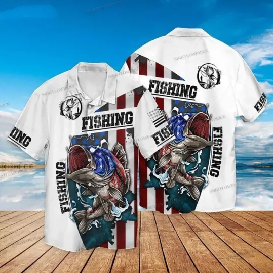 Discover 4th Of July Independence Day American Fishing Hawaiian Shirt