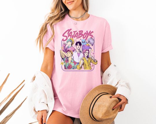 Discover Saja Boys Boy Band Shirt, Kpop Demon Hunters Movie Shirt, Bootleg Retro Movie Shirt, Demon Hunters Merch Shirt