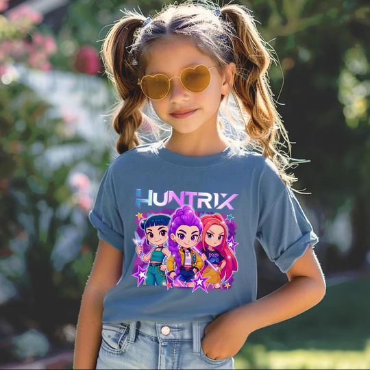 Kpop Demon Hunters Kids Shirt, Huntrix Girl T-Shirt, Kpop idol group Shirt, Mira, Rumi, Joey Shirt,Demon Hunter Merch, Gift