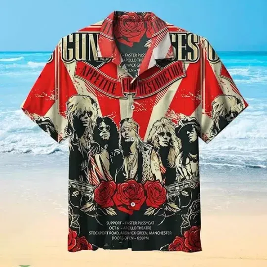 Discover Guns N’ Roses Summer Hawaiian Shirt size S-5XL, gift for fans