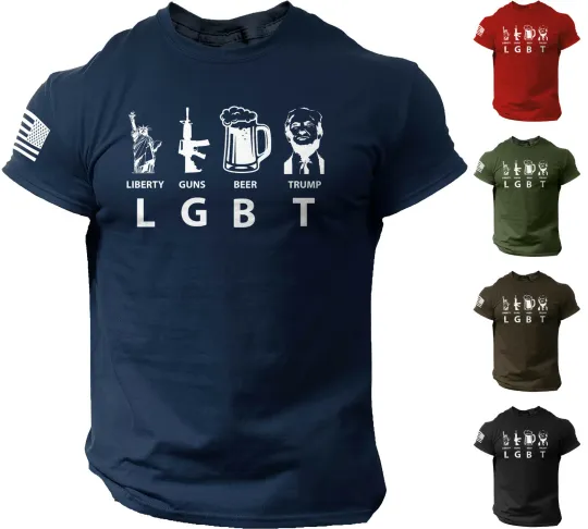 Men 3D T-Shirt Liberty Guns Beer Trump Funny