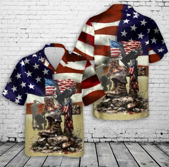 Discover American Flag Memorial Day Hawaiian Shirt