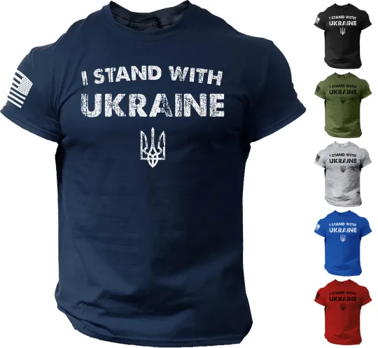 I Stand With Ukraine 3D T Shirt American Flag Ukrainian Support