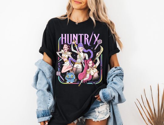 Discover Kpop Demon Hunters Shirt, Huntrix Girl TShirt, Kpop idol group Shirt, Mira, Rumi, Joey Shirt, Demon Hunter Merch, Gift for Huntrix fan
