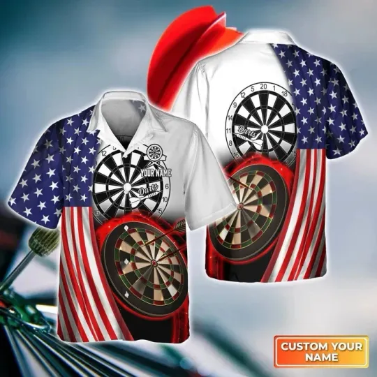 Discover American Flag Dartboart Personalized Name 3D Hawaiian Shirt