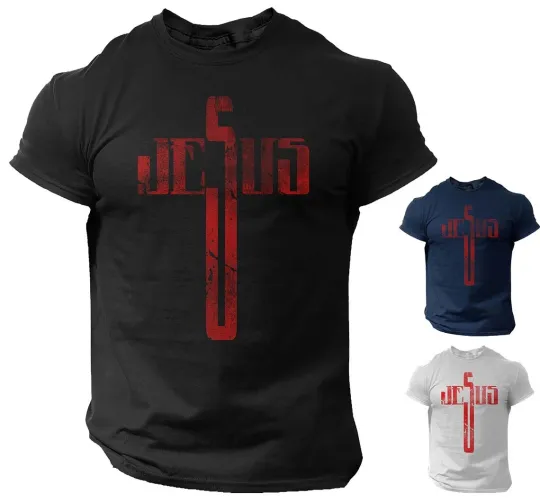 Discover Jesus Cross T-Shirt for Men, Vintage Christian Religious Tee