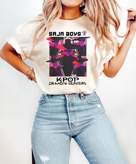 Discover Saja Boys Boy Band Shirt, Kpop Demon Hunters Movie Shirt, Bootleg Retro Movie Shirt, Demon Hunters Merch Shirt, Gift for Her