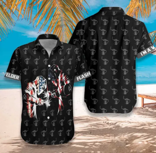 Discover American Flag Welder Hawaiian Shirt, I'm A Welder Aloha Shirt For Men Size S-5XL