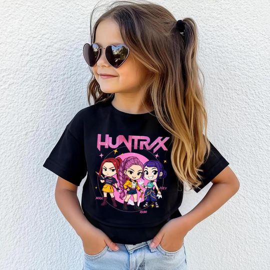 Comfort Colors Kpop Demon Hunters Kids Shirt, Huntrix Girl T-Shirt, Kpop idol group Shirt, Mira, Rumi, Joey Shirt,Demon Hunter Merch, Gift