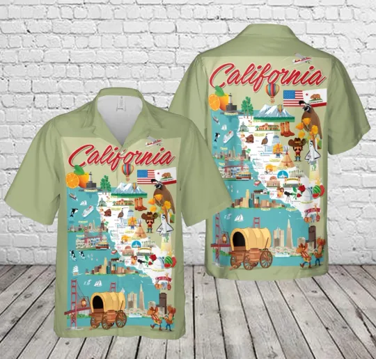 Discover California Map Hawaiian Shirt, shirt US size