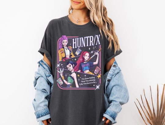 Discover Kpop Demon Hunters Shirt, Huntrix Girl T-Shirt, Kpop idol group Shirt, Mira, Rumi, Joey Shirt,Demon Hunter Merch, Gift for Huntrix fan Shirt