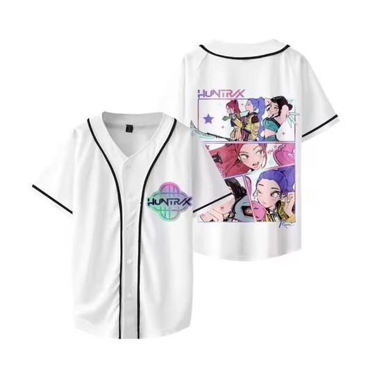 KPop Demon Hunters Huntrix Baseball Jersey  Unisex V-Neck Short Sleeve