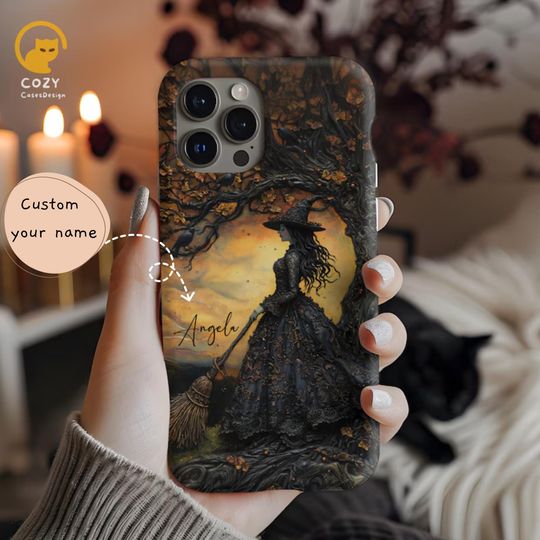 Discover Halloween Witch Magsafe Phone Case: Personalized Gothic Design for iPhone & Samsung