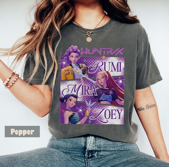 Discover Kpop Huntrix Shirt, Kpop Demon Hunters Shirt Gift For Woman, Demon Hunter Merch, Mira Rumi Joey Shirt, Kpop Shirt, Gift For Kpop Fan
