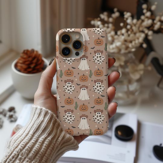Discover Western Halloween Ghost Cowboy Phone Case Wild West Fall Autumn Trendy Cowgirl iPhone15 14 13 12 Samsung Galaxy s24 s23 s22 Pixel 8 7 6