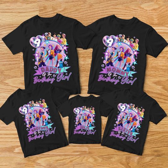 Discover Custom Huntrix Birthday Girl Shirt, Personalized Kpop Demon Hunter Birthday Tee, Back to School, Gift for Huntrix fan,Birthday Gift for Kid
