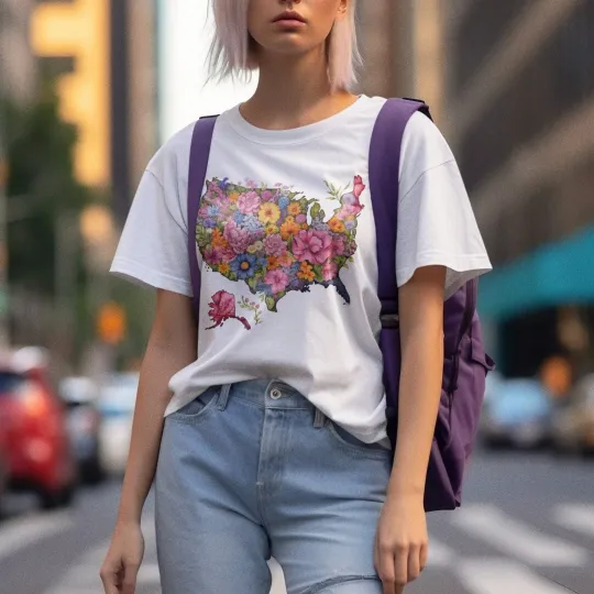 Discover Flowers US Map T-Shirt