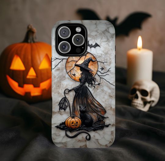 Discover Gothic Witch Phone Case: Spooky Halloween iPhone, Galaxy & Pixel Cover