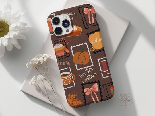 Hello Autumn Fall Coffee Pumpkin Spice Latte Leaves Pattern Hot Chocolate Cute Phone Case for iPhone, Samsung Galaxy, Google Pixel Cover