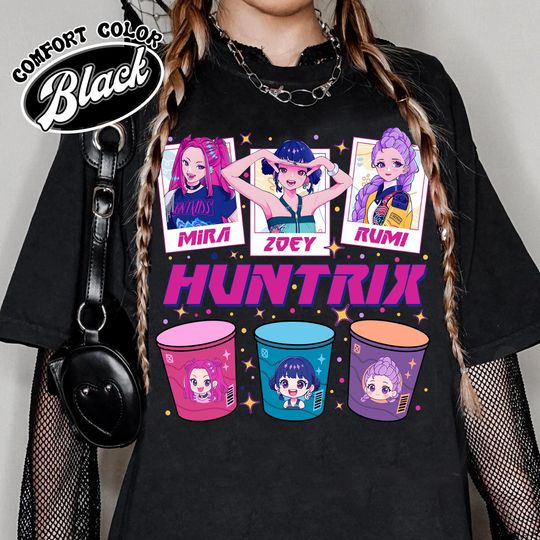Discover Kpop Demon Hunters T Shirt, Comfort Colors Ramyeon Tee, Jinu Manga Design, Huntrix Pin, Saja Girls Fan Gift, Demon Hunter Movie Noodle Top
