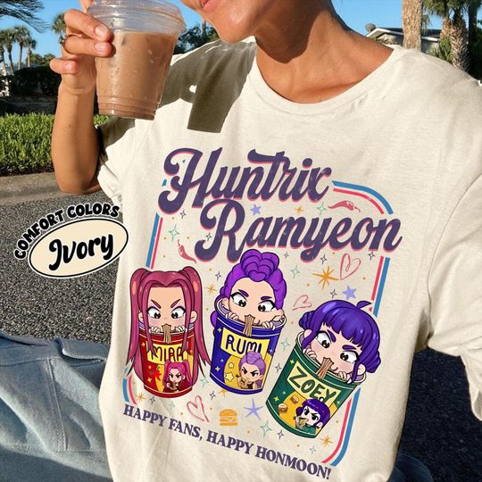 Discover KPDH Ramyeon Comfort Colors T Shirt for Women, Demon Hunter Movie Inspired Noodle Shirt, Cool Korea Inspired Apparel, Gift for Huntrix fans