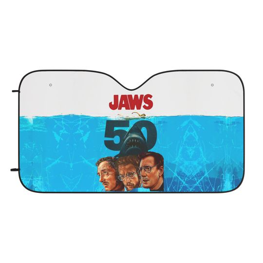 Discover Jaws 50th Anniversary Car Sun Shade UV Protection Summer Vibes Auto Accessories