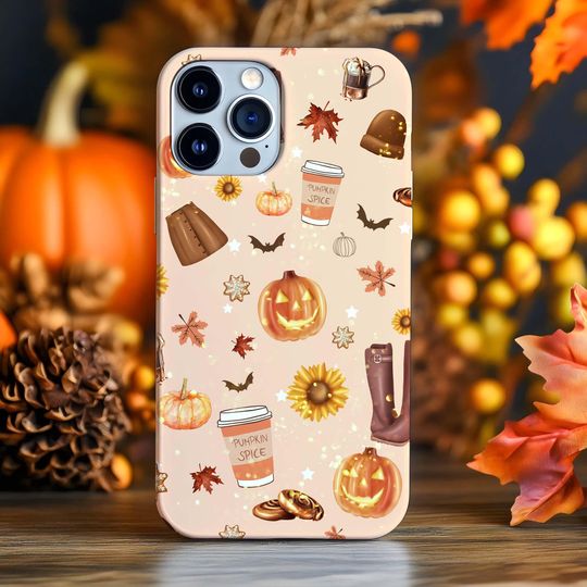 Discover Autumn Mix Phone Case iPhone 17 16e 16 15 14 13 12 11 XS Samsung Galaxy S25 S24 S23 S22, S21, S20 halloween autumn latte, fall gift idea