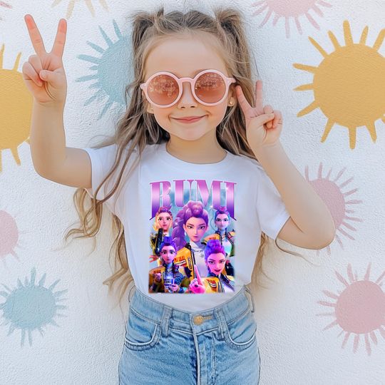 Discover Rumi Huntrix Kpop Demon Hunters Kids Shirt,Rumi Mira Zoey Shirt,Saja Girls Graphic Tee,Saja Boys Shirt,Demon Hunters Merch,KPDH Shirt