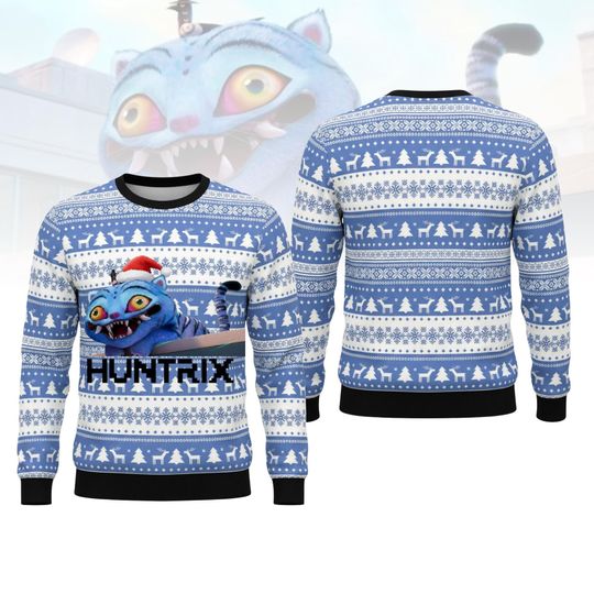 Discover Kpop Demon Hunters Tiger Ugly Sweater, Derpy Tiger Sweater For Men And Women, Derpy Tiger Christmas Ugly Sweater, Blue Tiger Sweater