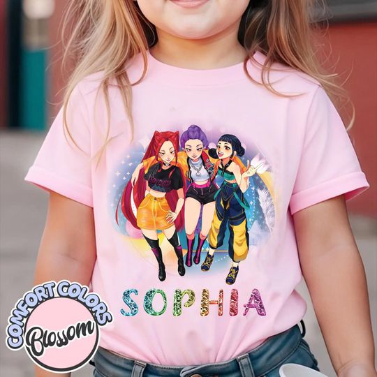 Discover Custom Huntrix Name Girl TShirt, Demon Hunters Birthday Kid Shirt, Kpop Birthday Shirt, Its My Huntrix Birthday Youth Tee