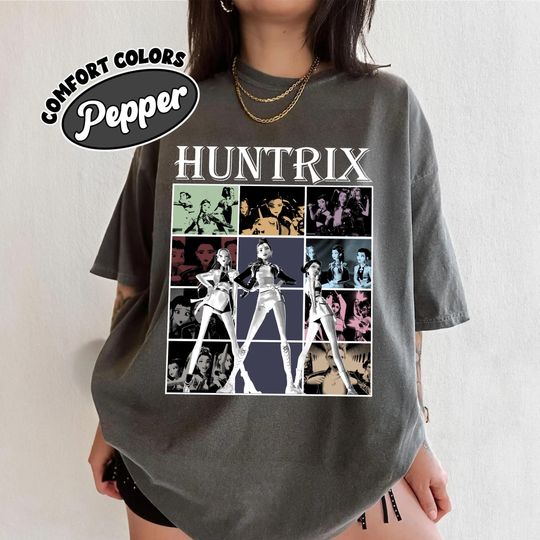 Discover Kpop Demon Hunters Comfort Colors Shirt, Huntrix Girl T-Shirt, Kpop Idol Group Shirt, Mira Rumi Zoey Tee, Demon Hunter Merch, Gifts for Fan