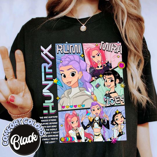 Discover Huntrix Girls Comfort Colors Shirt, Demon Hunters Kpop TShirt, Mira Rumi Joey Fan Tee, Kpop Movie Merch, Kpop Idol Fans Gift, Saja Boys Tee