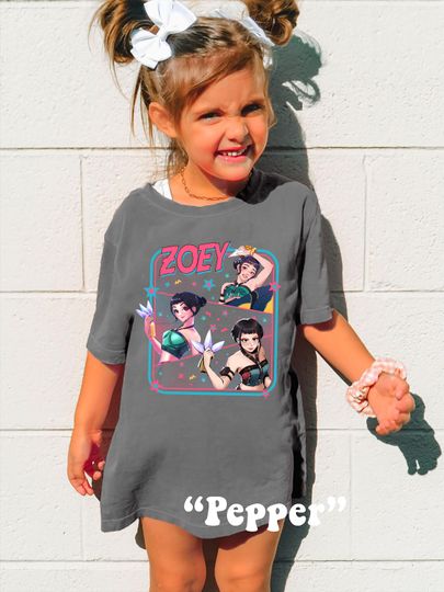 Discover Zoey Huntrix Kpop Demon Hunters Comfort Colors Kids T Shirt, First Day of Kindergarten Shirt, Back to School Outfit, Birthday Girl Gifts