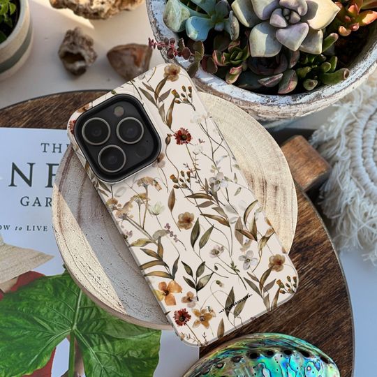 Discover Autumn Floral Foliage Phone Case For iPhone 17 16 15 14 13 12 11 7 8 SE Galaxy S25 S24 Pixel 9 8 With Cute Fall Design