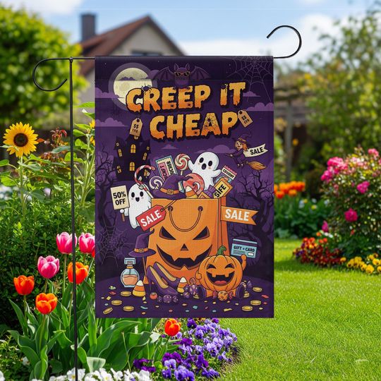 Discover Spooky Halloween Garden Flag: Pumpkin, Ghost, Candy