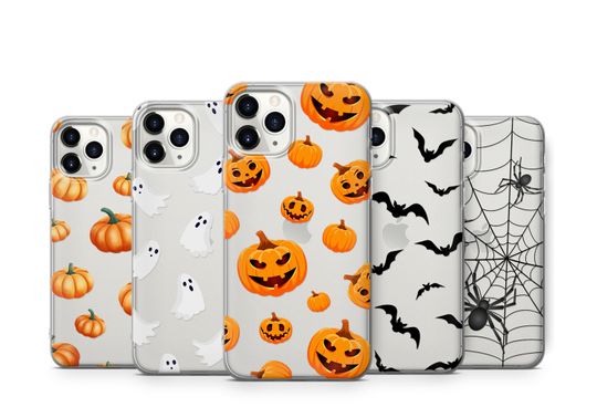 Discover Halloween Ghost Bats Spider Transparent Clear Soft Rubber Phone Case Cover Fits for iPhone 12 XR XS SE Mini Galaxy S20 A52 S9 S10 S22, K65